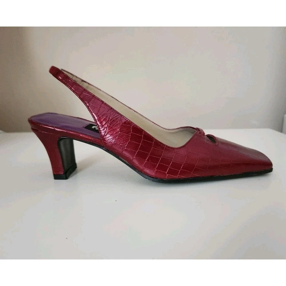 Etienne Aigner‎ Womens Leather High Heels Shoes Red Mahogany Made In Spain Sz 6M